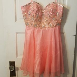 Dave & Johnny Strappless Pink Gem Dress